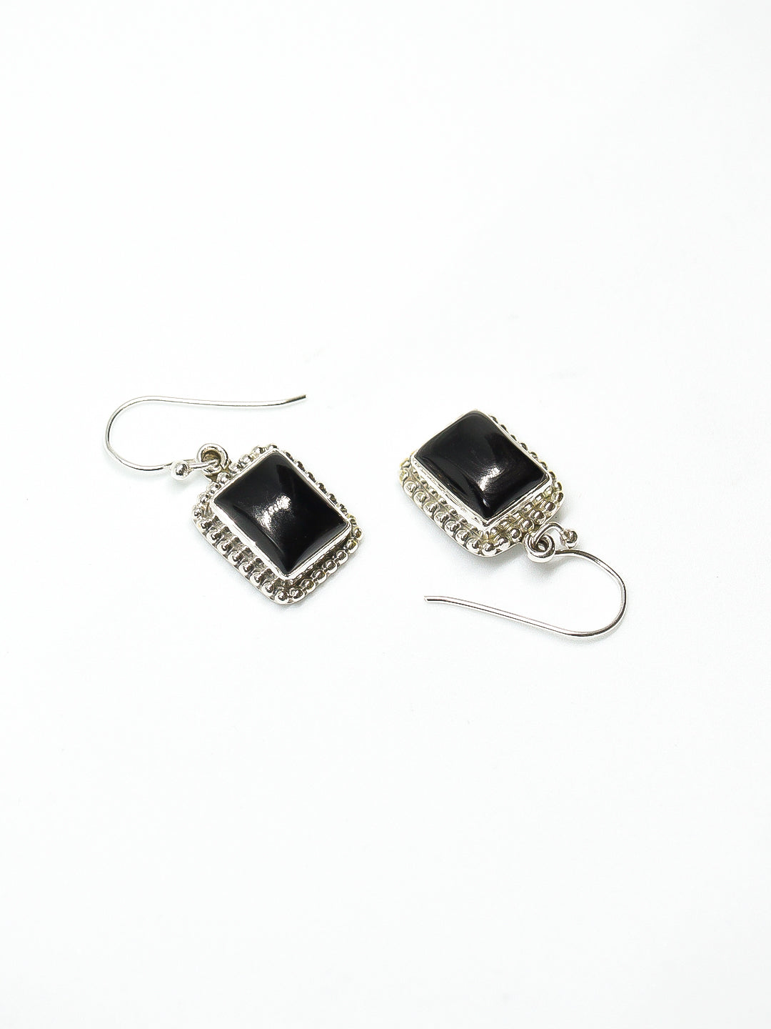 Black Onyx Silver Earings