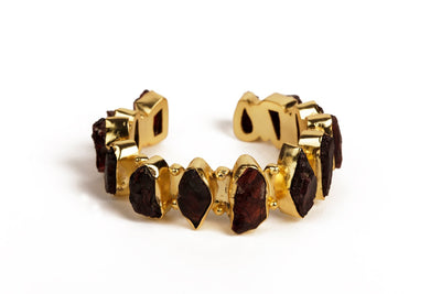 Amazing Garnet Gold Cuff Bracelet - Stilskii