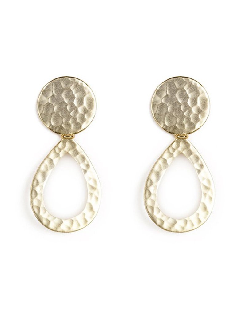Classsy Hammered Disc and Drop Earring - Stilskii
