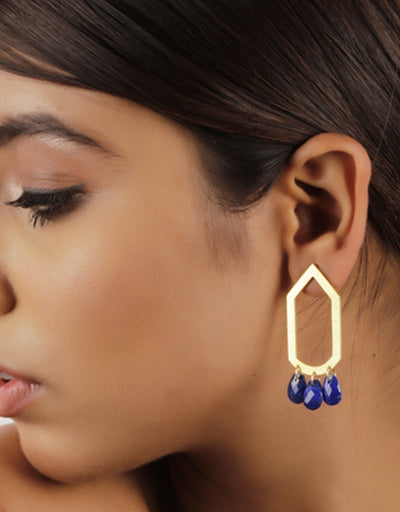 Dapper Geometric Lapis Lazuli Drop Earrings - Stilskii