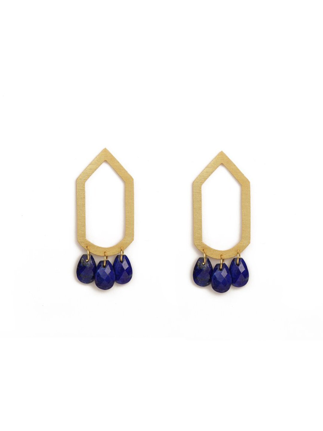 Dapper Geometric Lapis Lazuli Drop Earrings - Stilskii
