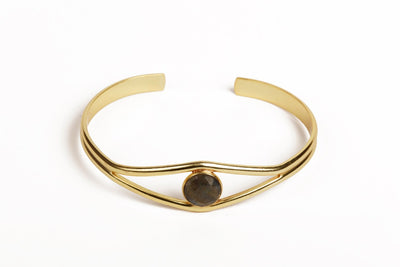 Futuristic Labrodorite Cuff Gold Bracelet - Stilskii