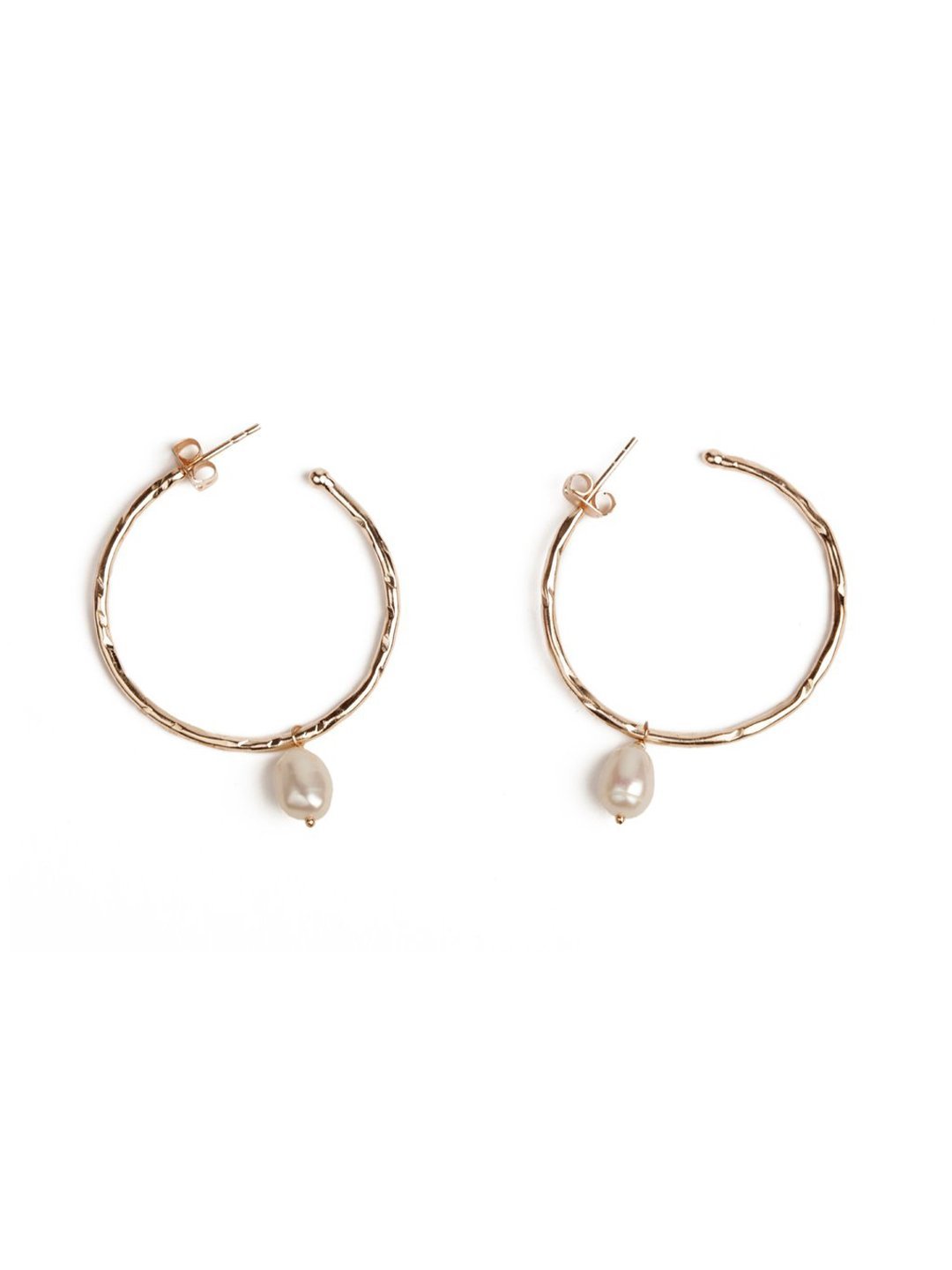 Ravishing Hammered Pearl Rose Hoop Earrings - Stilskii