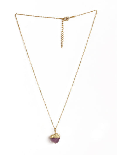 Rich Amethyst Rough Gold Pendant Necklace - Stilskii