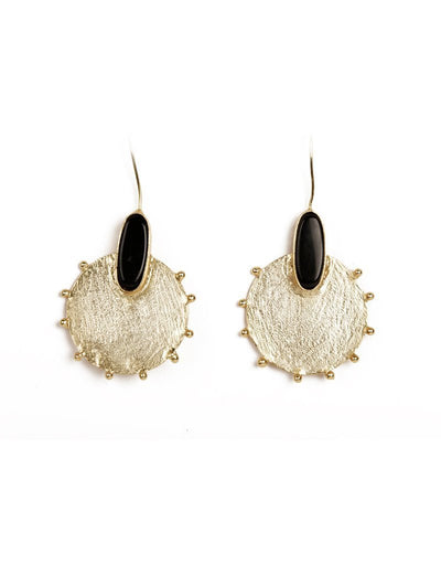 Sleek Black Onyx Gold Statement Earrings - Stilskii