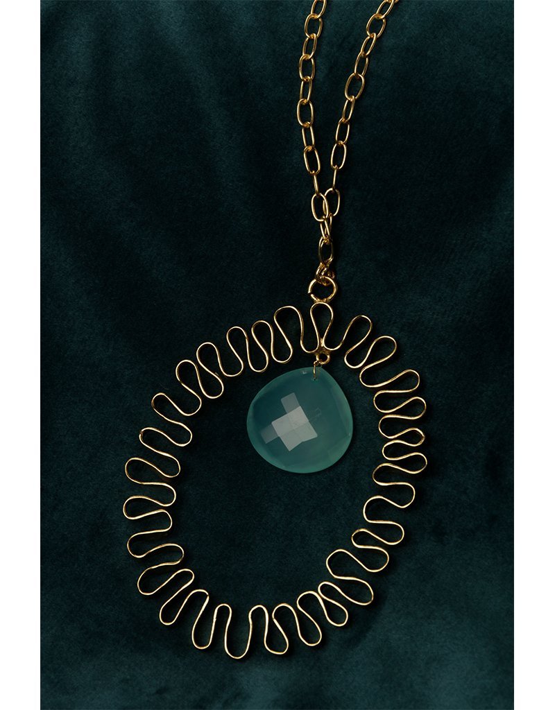 Unique Aquamarine Gold Statement Necklace - Stilskii